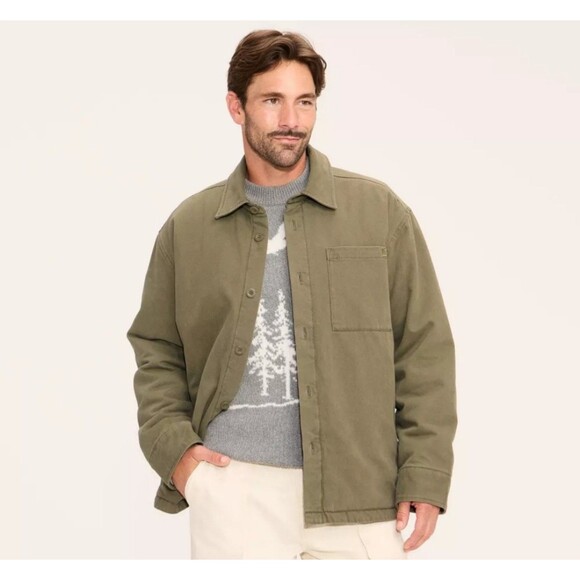 Woolrich x Target Men's Medium Twill Shacket Jacket Olive Green Button Down NWT - Picture 1 of 6